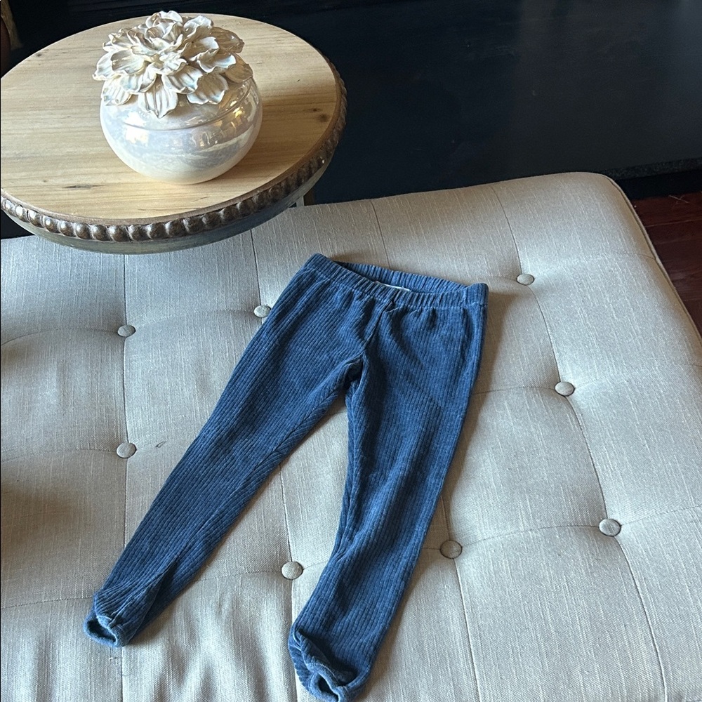 Serendipity Girls Blue 100% Organic Cotton Ribbed Pants Size 4 Y